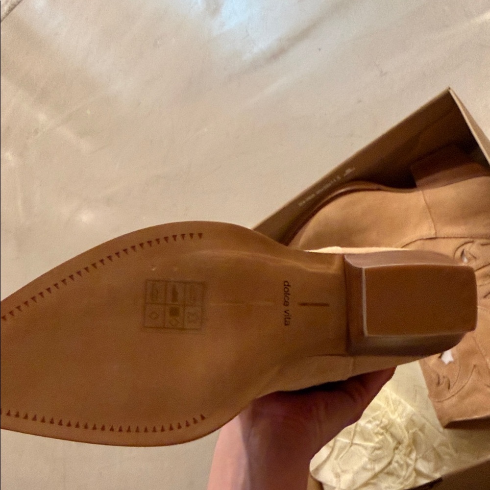 Dolce Vita Beige Suede Cutout Heeled Boots - Picture 4 of 4